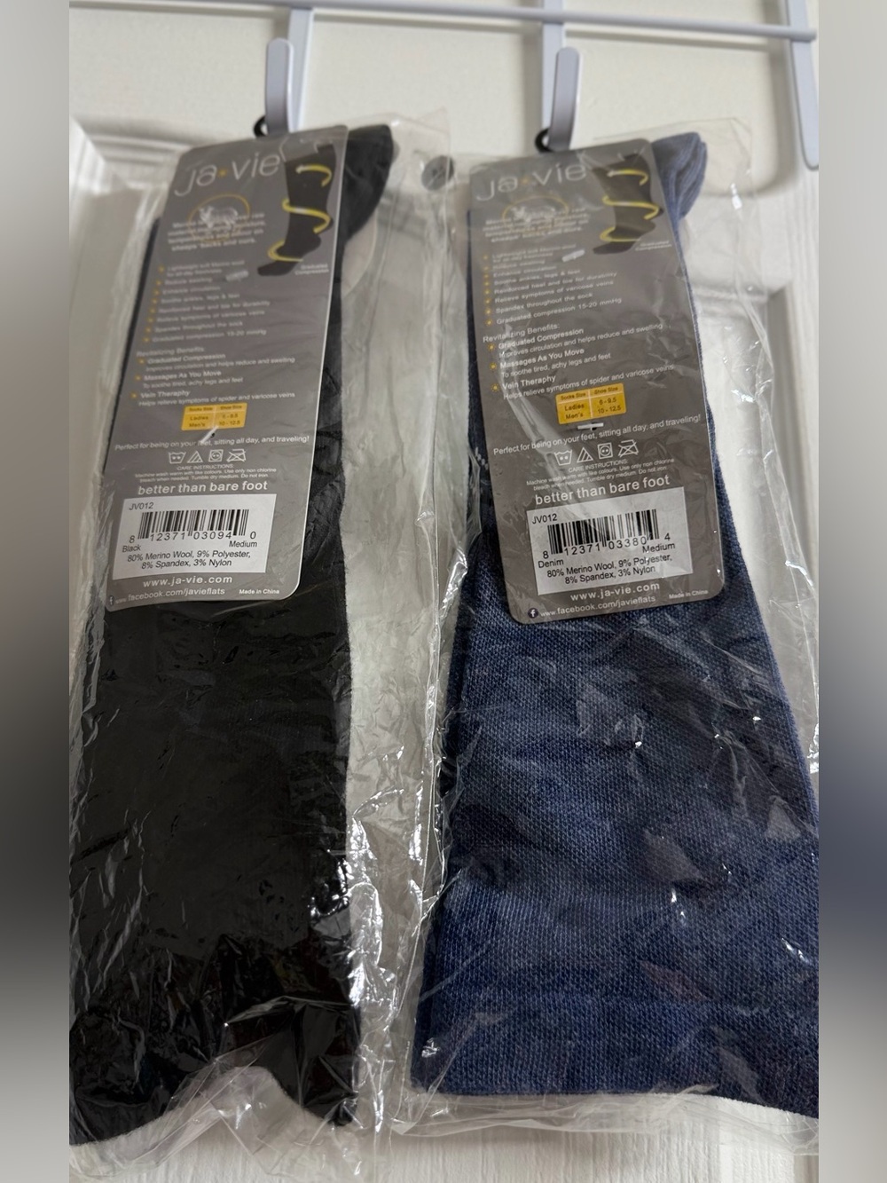 Ja-Vie Women’s Crew Socks - Black and Denim Blue
